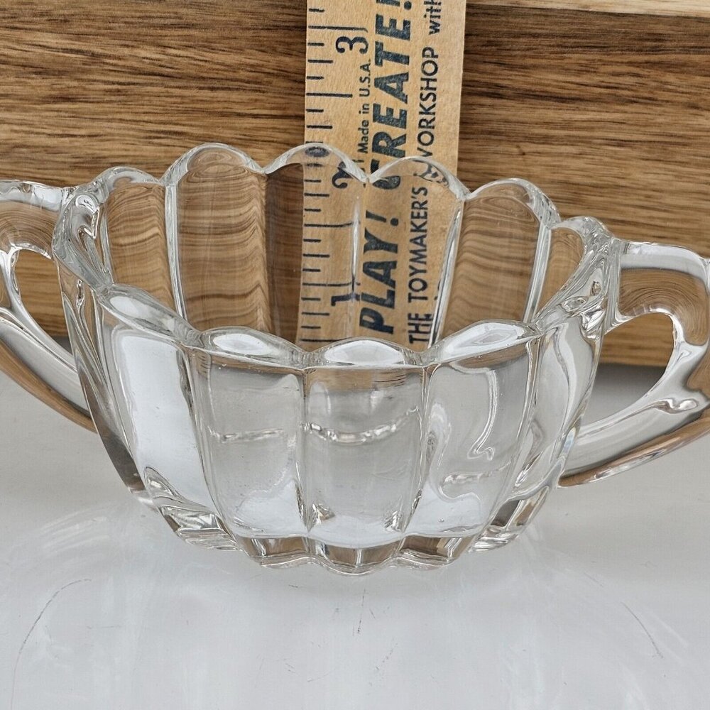 Heisey Crystolite Cream & Sugar Set 2.5" vertical ribbed art deco handle - Picture 13 of 15